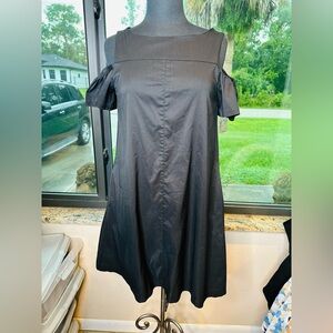Betsey Johnson Black Lined Cold Shoulder A-line Dress Size 10